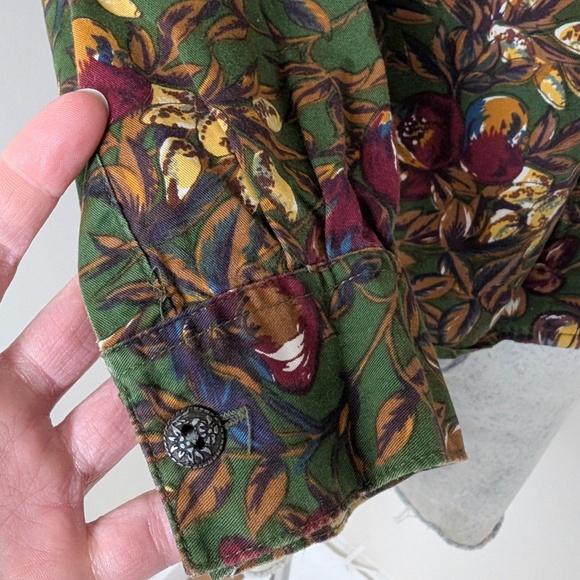 90s Floral Button Down Blouse Long Sleeve Vintage Baggy Relaxed Fit Oversized - Picture 3 of 8